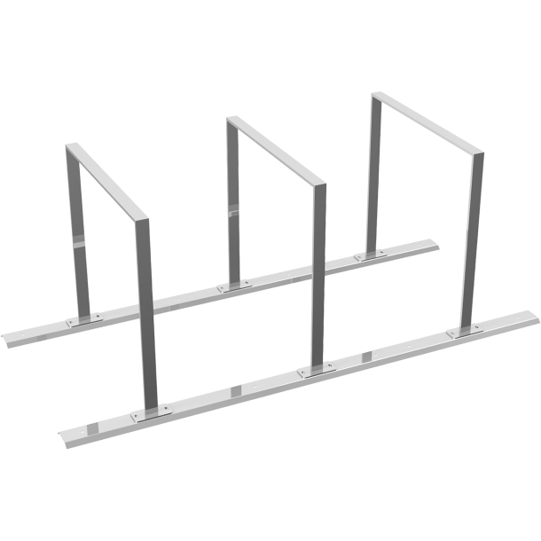 Bicycle rack - row arrangement | lean-on hoop made of steel tube 50 x 12 mm | hot-dip galvanized | for 3 bicycles